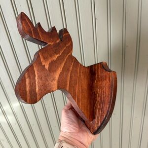 VTG  Handmade Wood Moose Head Wall Mount Trophy Unique Wall Decor Cottage Cabin